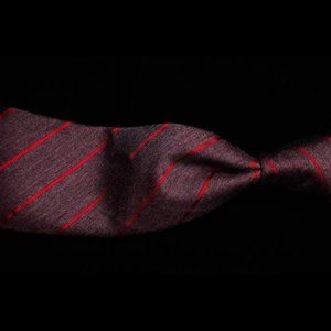Calvin Klein - Mens Gray & Burgundy Stripe Neck Tie 3"W x 57"L
